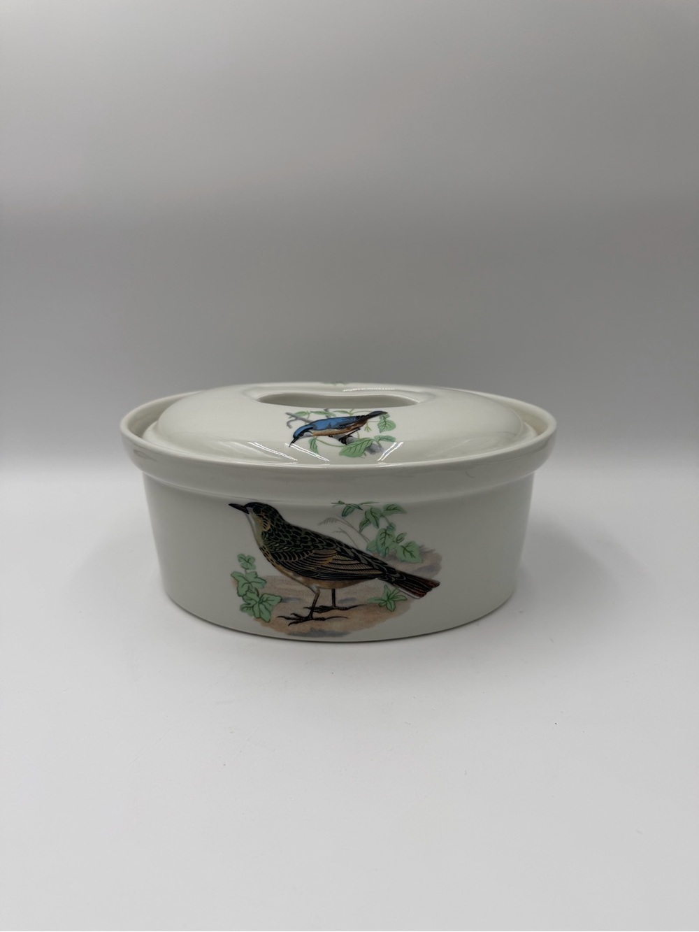 Apilco Porcelain Chamart France Oval Casserole Dish With Lid